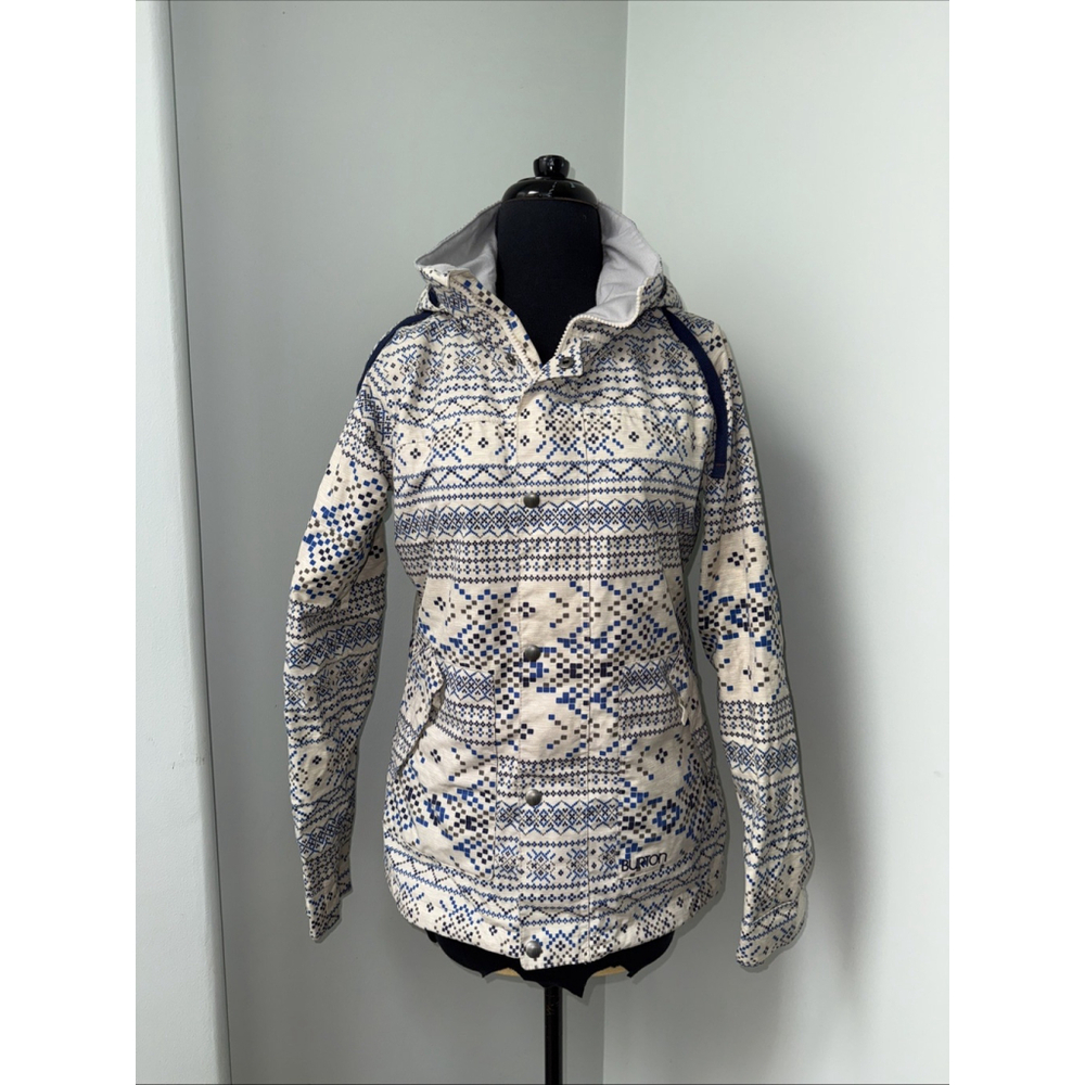Burton dryride Ginger pixilated fair isle snowflake hooded snowboarding jacket S